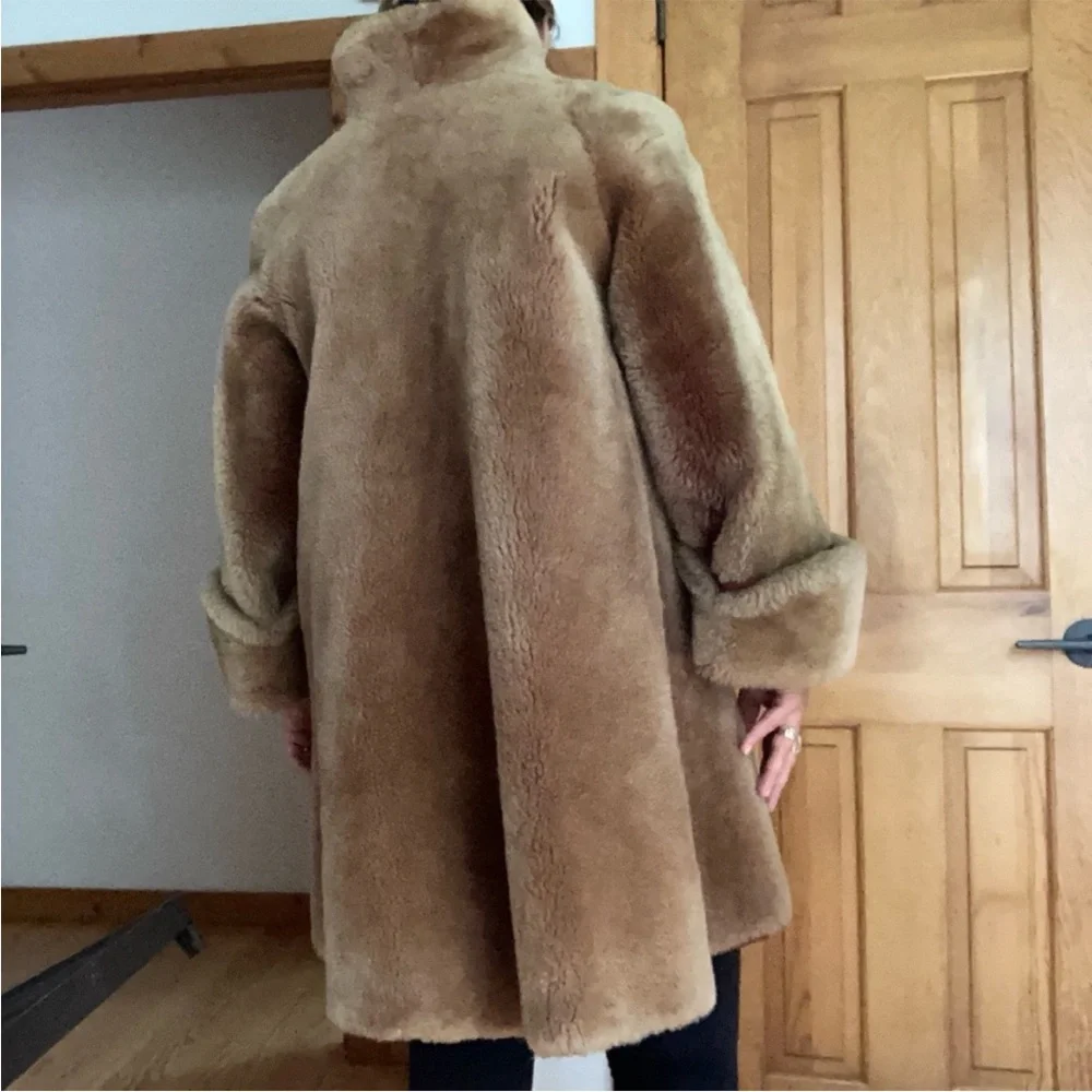 Women's Tan Faux Fur Coat - Picture 10 of 11
